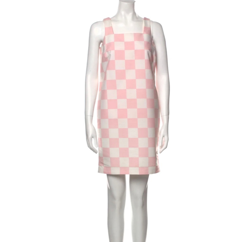 Donatello Versace 1990s Versus Gingham Square Neckline Vintage Shift Dress